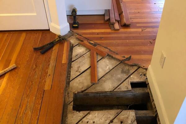 Fir wood floor repair - Before